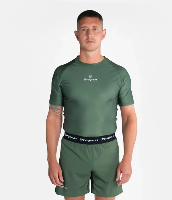 Progress Herr Kortärmad Rashguard Academy Khaki M