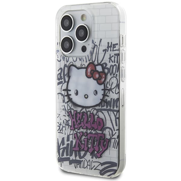 Hello Kitty IML Kitty On Bricks Graffiti-cover til iPhone 15 Pro Max, hvid