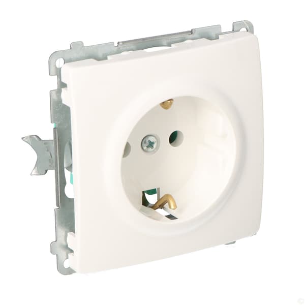 Enkelt Schuko jordet stikkontakt BMGSZ1.01/11 Basic hvidt modul