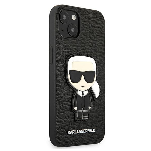 Karl Lagerfeld Saffiano Ikonik Karl`s Patch-etui til iPhone 13 mini, sort