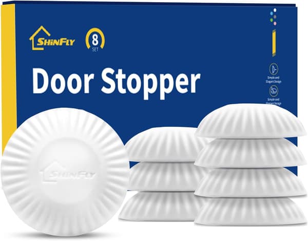 Selvklæbende vægdørstopper 8 stk. hvid