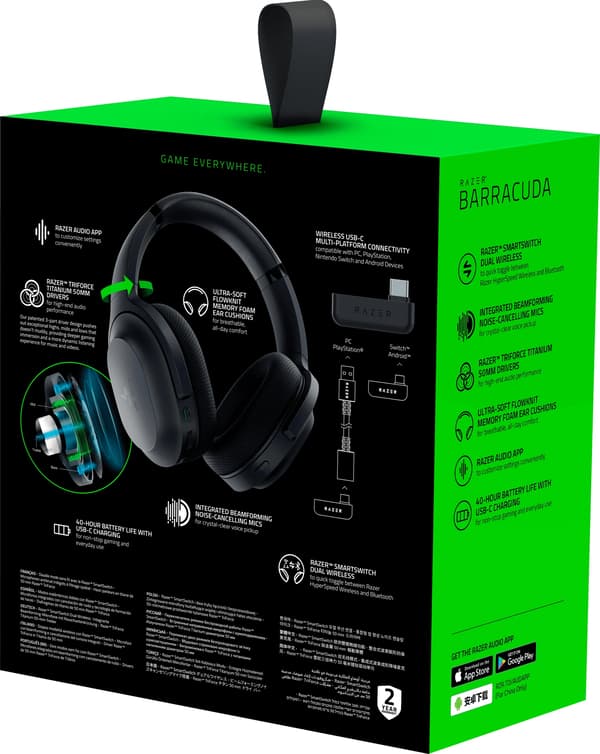 Razer Barracuda Gaming Headset Trådlöst Svart