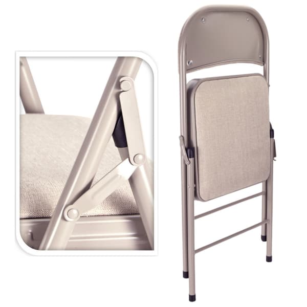 Klapstol i metal med beige polstring