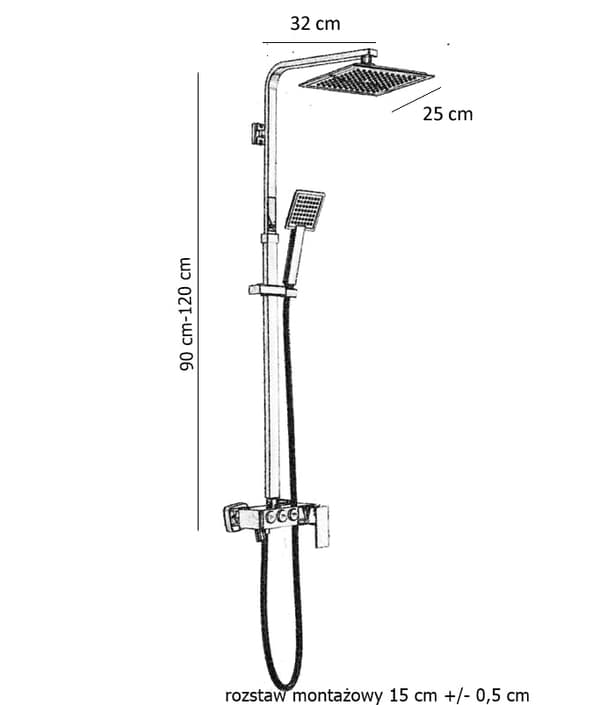 DUSCHSET YTMONTERING S-1160B SVART