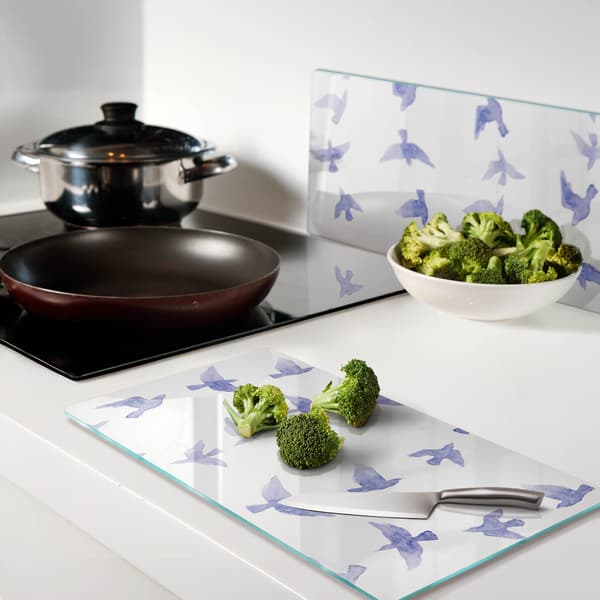 Dekorative serveringsbrætter i glas, svaleformet, til snacks, 2x30x52 cm