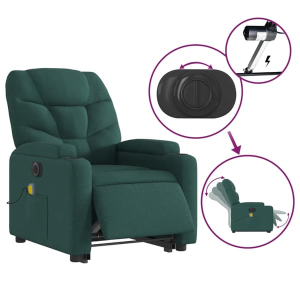 vidaXL Elektrisk lyftande massagefåtölj grön