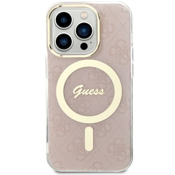 Guess IML 4G MagSafe-etui til iPhone 14 Pro, lyserød