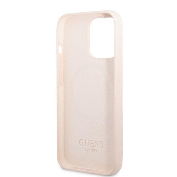Guess Silikone Logoplade MagSafe-etui til iPhone 13 Pro Max, Pink