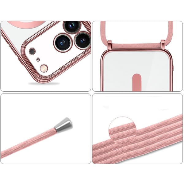 iPhone 17 Pro Max cover, Electro MagSafe, lyserød + snor