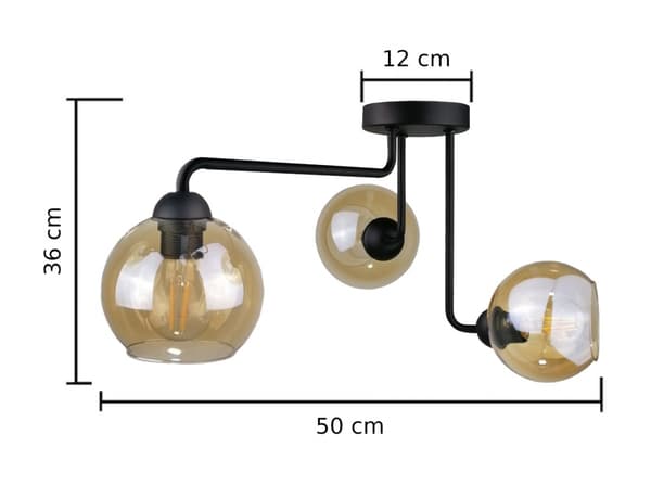 Loftlampe 3xE27 MONDE SORT