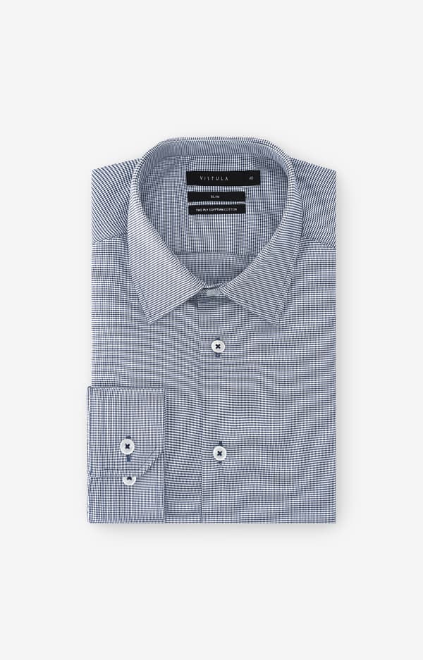 Slank skjorte med houndstooth-mønster 176-182/40