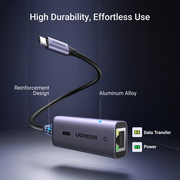 Sovitin Ethernet-verkkokortti USB-C - RJ45 2.5G Harmaa