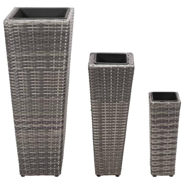 vidaXL højbedssæt, 3 dele, polyrattan, grå