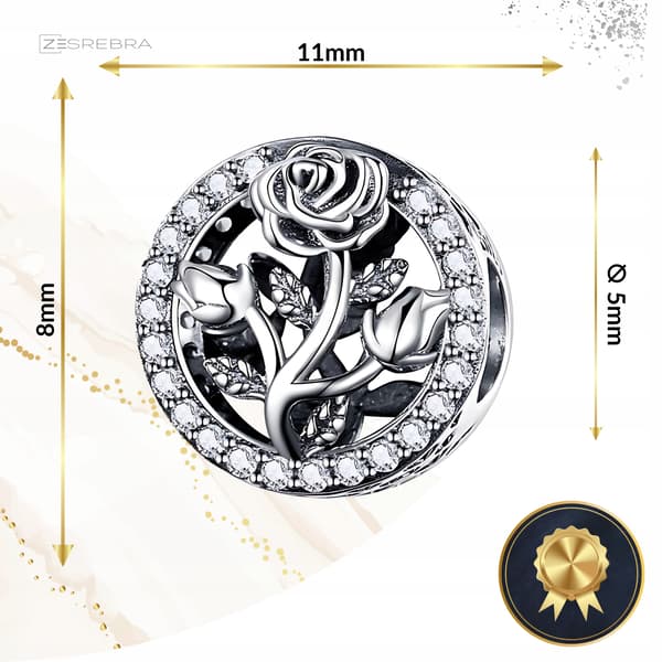 Rosberlocker silver 925 silver rosblomma pärlhänge berlocker pr 925
