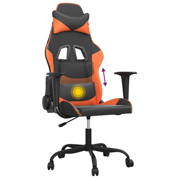 vidaXL massage-gamingstol, sort og orange, kunstlæder