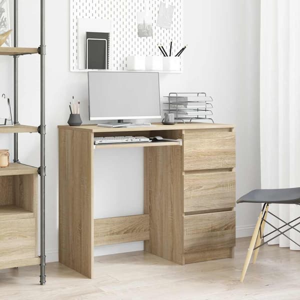vidaXL skrivebord, Sonoma eg, 90x45x76 cm, spånplade