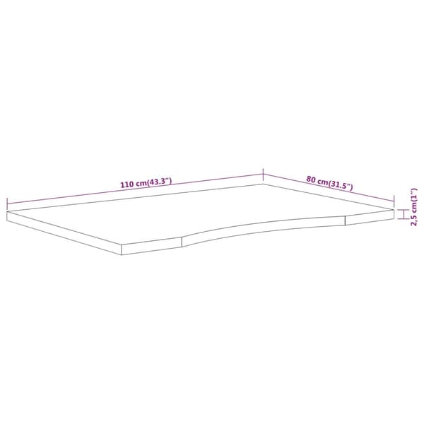 vidaXL skrivebordsplade 110x80x2,5 cm rektangulær massiv akacietræ