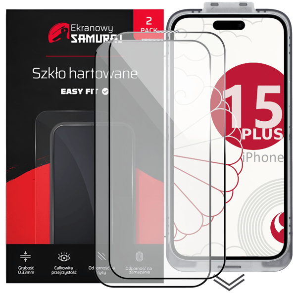 Nytt Screen Samurai Privacy Glass för Apple iPhone 15 Plus med Easy Fit Frame | 2-pack