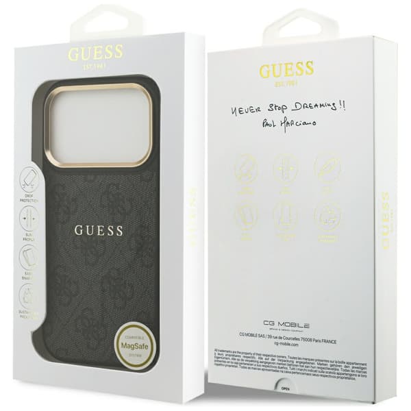 Guess 4G PU Classic Logo MagSafe-etui til iPhone 17 Pro, sort
