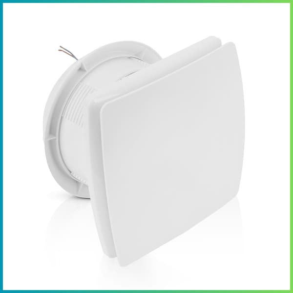 Stille badeværelsesventilator med fugtighedssensor + timer 150 mm hvid