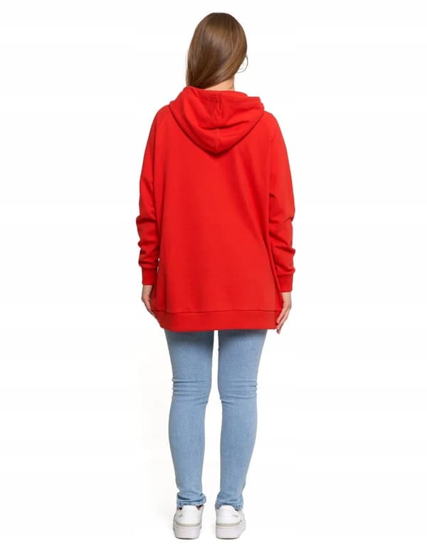 Damesweatshirt med hætte Bomuld Moderigtig Oversize Blød MORAJ M RØD