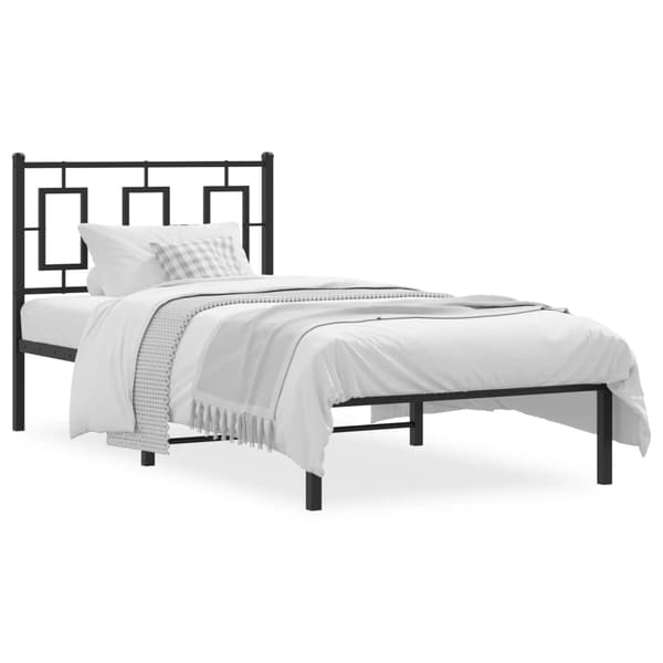 vidaXL metalsengestel med hovedgærde sort 90x190 cm