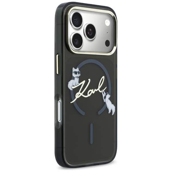 Karl Lagerfeld IML Choupettes Karl Script Logo MagSafe-etui til iPhone 17 Pro, sort