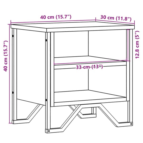 vidaXL sengebord, sort, 40x30x40 cm, træbaseret materiale