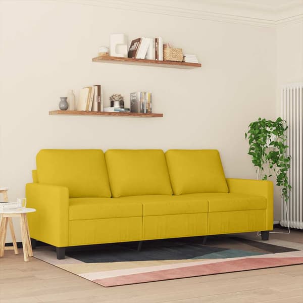 vidaXL 3-sitssoffa gul 180 cm klädd i sammet