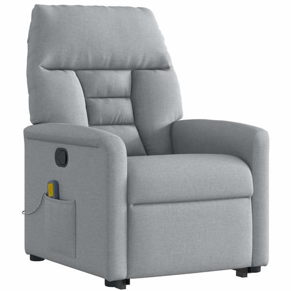 vidaXL Lyftbar massagefåtölj ljusgrå tyg