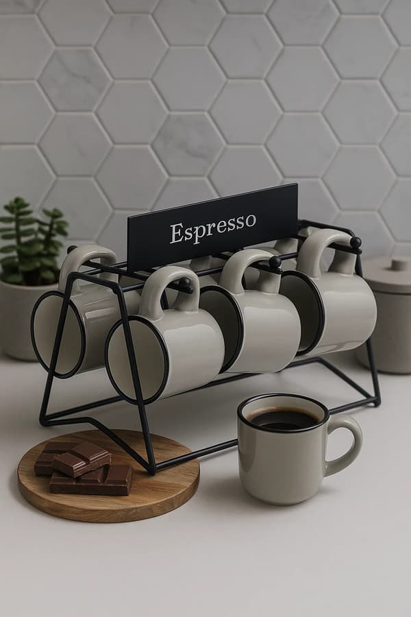Sæt med espressokopper 100 ml grå