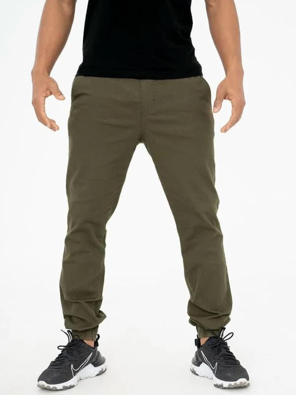 Jigga Crown Stretch Joggingbyxor Olivgrön/Vit M