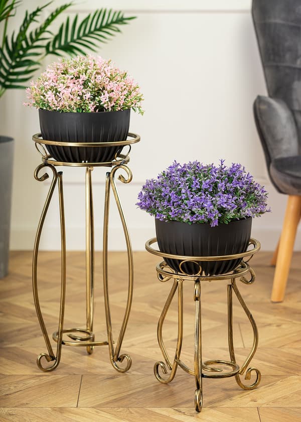 Metallblomställ 37 cm GULD