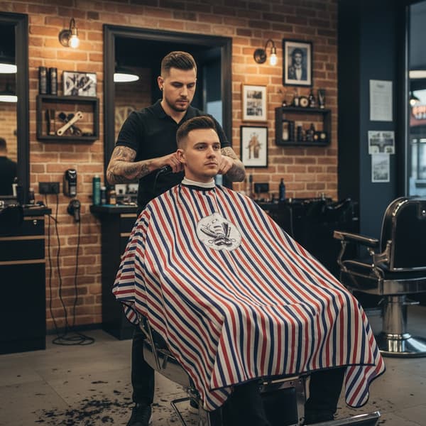 Barbermantel för en stor hårsalong