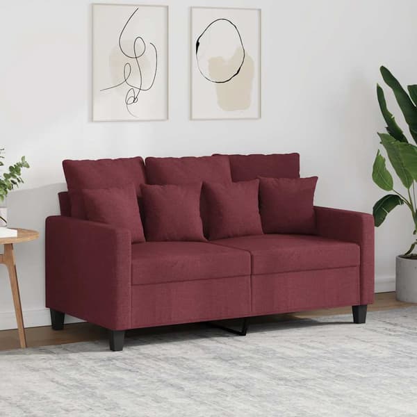 vidaXL 2-sitssoffa vinröd 120 cm tygklädsel
