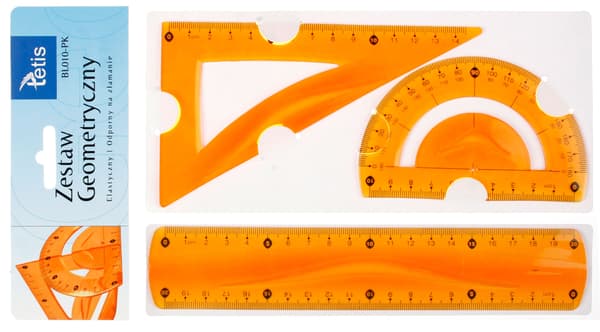 Geometrisk sæt med 20 cm lineal. Orange.