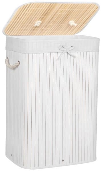 Springos tvättkorg i bambu vit HA0075