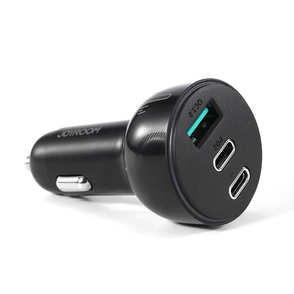 Cigarettænder Biloplader 3 USB Porte og 2x USB-C 70W - Sort