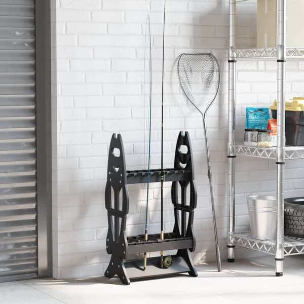 vidaXL fiskestangstativ til 16 stænger, sort