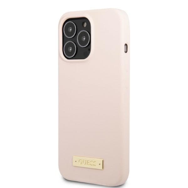 Guess Silikone Logoplade MagSafe-etui til iPhone 13 Pro Max, Pink