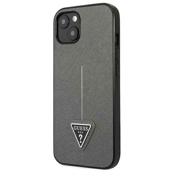Guess Saffiano Triangle Logo-skal till iPhone 13 mini, silver/silver