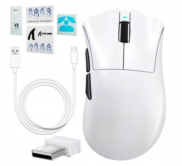 Attack Shark V3 Trådlös Optisk Gamingmus Vit 25000 DPI