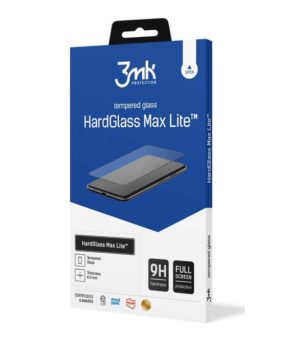 3MK HardGlass Max Lite hærdet glas til iPhone 15 Plus, sort ramme