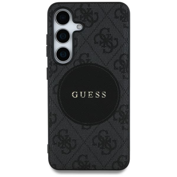 Guess 4G Round Patch Classic Logo MagSafe-etui til Samsung Galaxy S25, sort