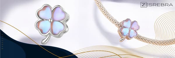 Berlocker klöver opal silver S925 pärlor pärlhänge klöver