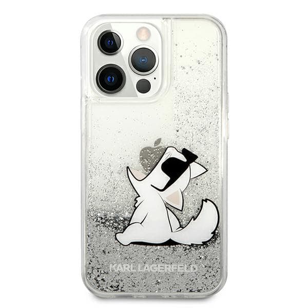 Karl Lagerfeld Liquid Glitter Choupette-etui til iPhone 13 Pro Max, sølv