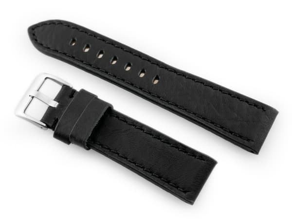 Læderrem til ur W48 - PREMIUM - sort - 20mm