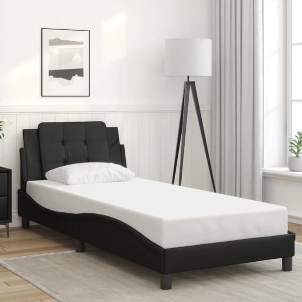 vidaXL sengestel med LED sort 90x200 cm kunstlæder
