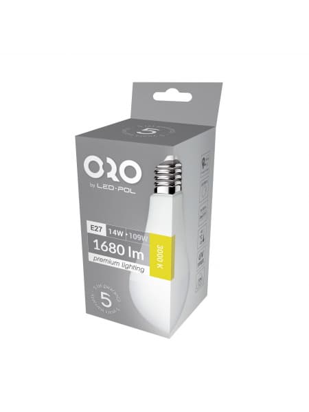 LED-lamppu ORO-PREMIUM-E27-A65-14W-XP-WW, 3000K