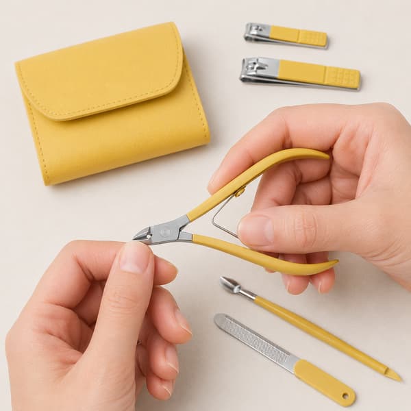 Manicuresæt, negleklipper, saks, etui
